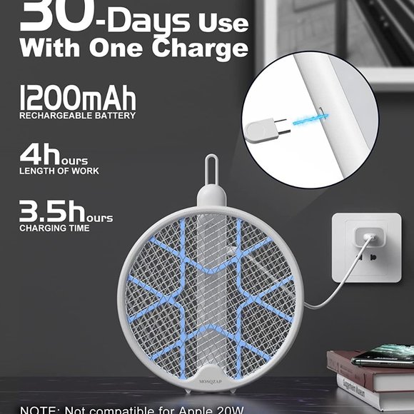 Other New 2 In 1 Electric Fly Zapper Racket With Powerful Mosquitoes